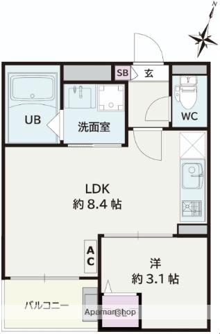 JACK YOSHINO Ⅱ(1LDK/3階)の間取り写真