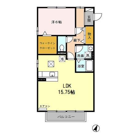 エアルアクティース II(1LDK/1階)の間取り写真
