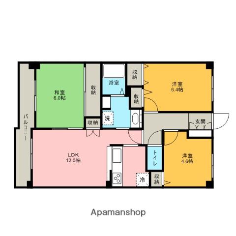 ラミーユ大宮ハイライズ ソレール棟(3LDK/8階)の間取り写真