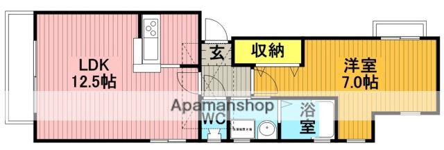Nフラット(1LDK/2階)の間取り写真
