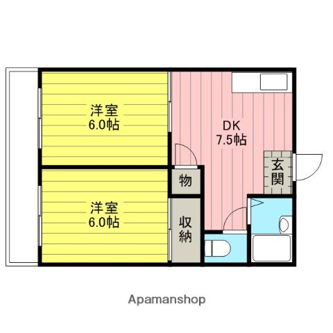 ハイツ明和(2DK/2階)の間取り写真