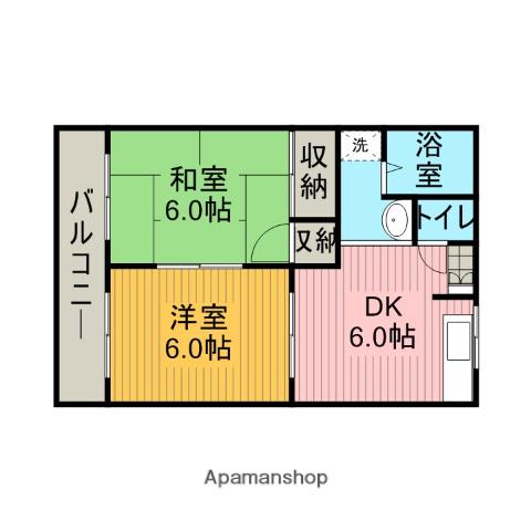 いかるがハイツ(2DK/1階)の間取り写真