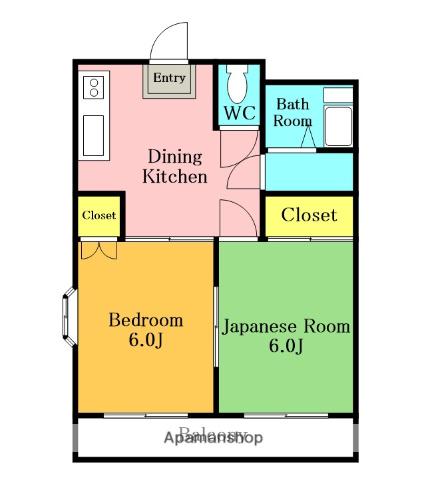 エルムハイツ(2DK/3階)の間取り写真