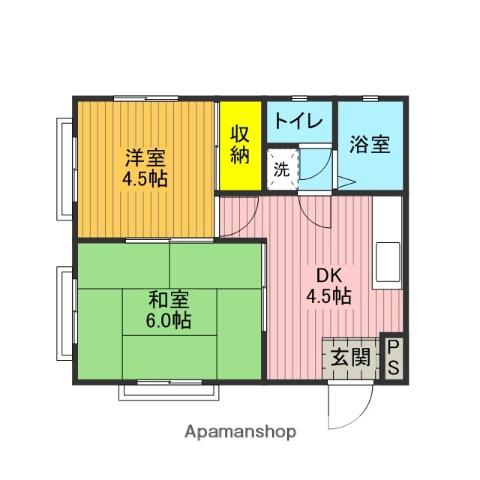 ハイツめぐむ(2DK/3階)の間取り写真
