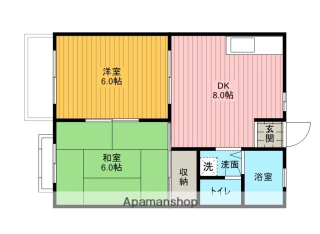 ホワイトハウス(2DK/2階)の間取り写真