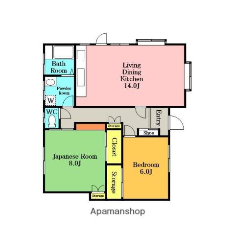 藤ハイツ(2LDK/1階)の間取り写真