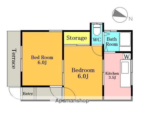 藤脇荘(2K/1階)の間取り写真