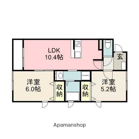 ラルーシェ(2LDK/2階)の間取り写真