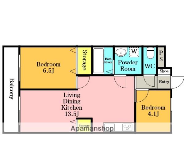 ウエストパレス蕨1(2LDK/4階)の間取り写真