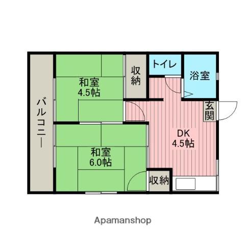 ユニオンハイツ(2DK/2階)の間取り写真