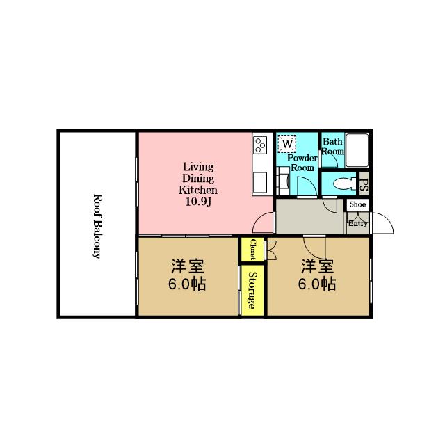 ジャルディーノ(2LDK/3階)の間取り写真