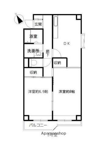 本橋ハイツ(2DK/2階)の間取り写真