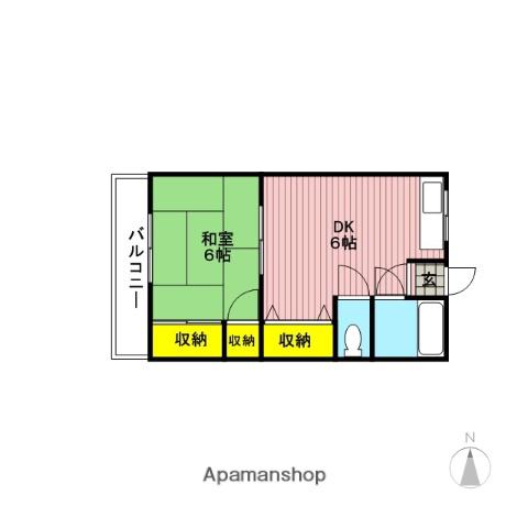 第6堀代マンション(1DK/3階)の間取り写真