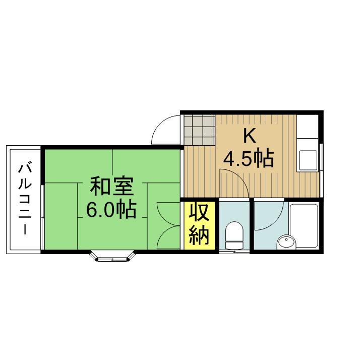 デュエット樋ノ爪(1K/2階)の間取り写真