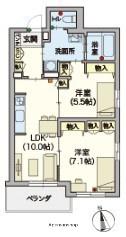 ヘーベルVILLAGE 浦和本太(2LDK/2階)の間取り写真