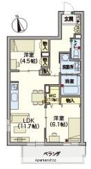 ヘーベルVILLAGE 浦和本太(2LDK/2階)の間取り写真