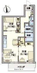 ヘーベルVILLAGE 浦和本太(2LDK/3階)の間取り写真