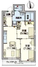 ヘーベルVILLAGE 浦和本太(1LDK/1階)の間取り写真