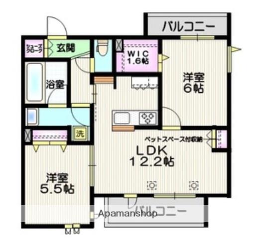 パルハイム若松(2LDK/3階)の間取り写真