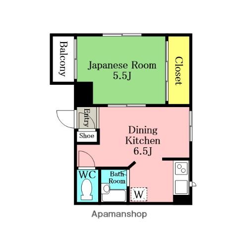 ポプラ第一ビル(1DK/4階)の間取り写真