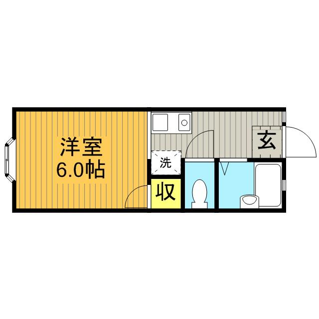 ユキハイツ(ワンルーム/1階)の間取り写真