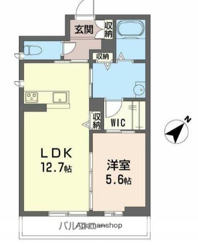 オランジュリー(1LDK/1階)の間取り写真