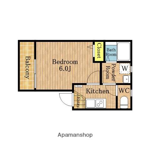 ブランドール芝(1K/3階)の間取り写真