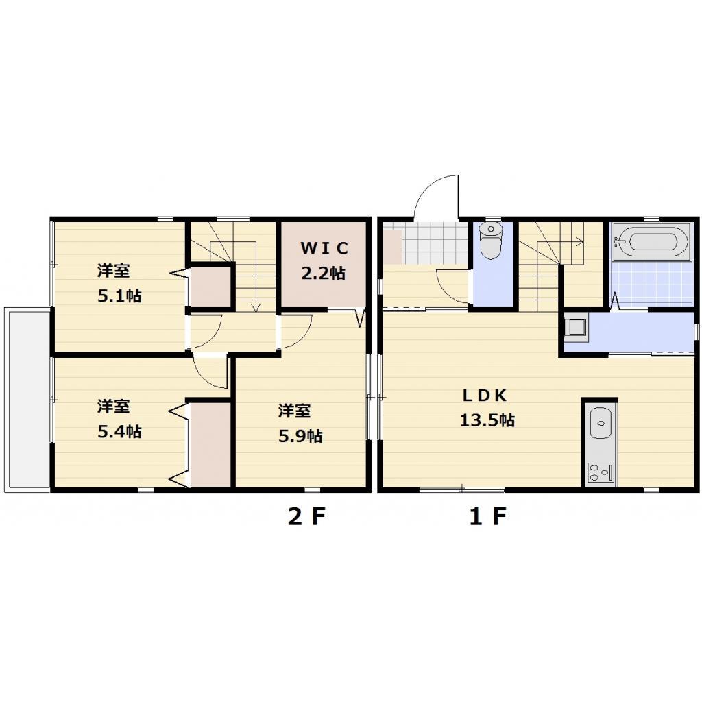 京浜東北・根岸線 蕨駅 徒歩17分 2階建 築8年(3LDK)の間取り写真