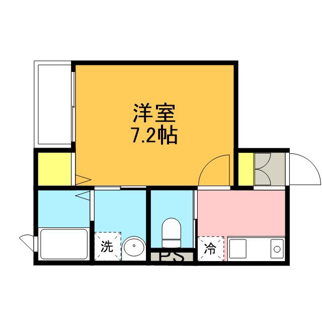 H・A・B Ⅶ(1K/2階)の間取り写真