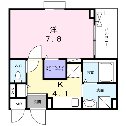 ネオ・グレイス 蕨(1K/2階)の間取り写真