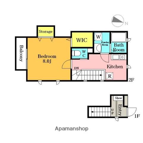 メゾン・ボヌール(1K/2階)の間取り写真