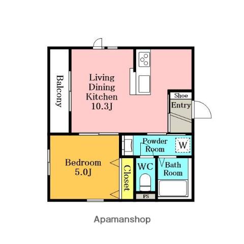 ブレント新町(1LDK/1階)の間取り写真