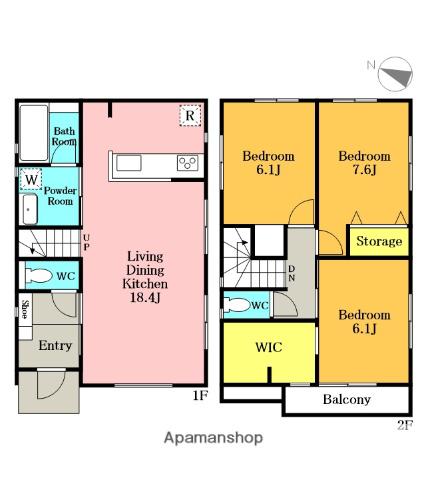 京浜東北・根岸線 蕨駅 バス乗車時間：1分 前川公民館バス停で下車 徒歩1分 2階建 築3年(3LDK)の間取り写真