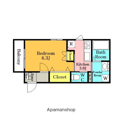 GRACE VIEW(ワンルーム/3階)の間取り写真