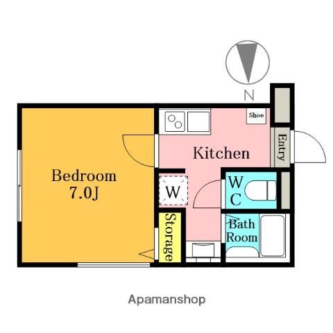 ガーデンヒルズ芝イースト(1K/1階)の間取り写真