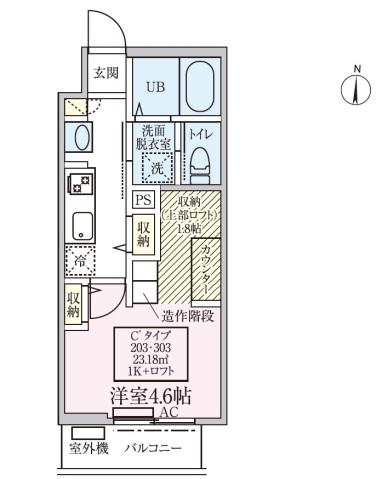 スカイルーチェ川口芝中田(1K/2階)の間取り写真
