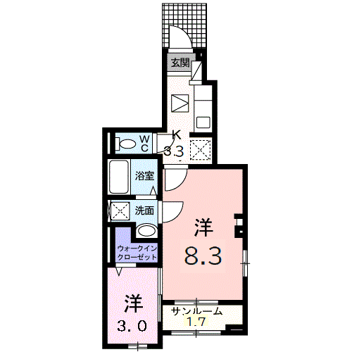 プライムコートⅡ(2K/1階)の間取り写真