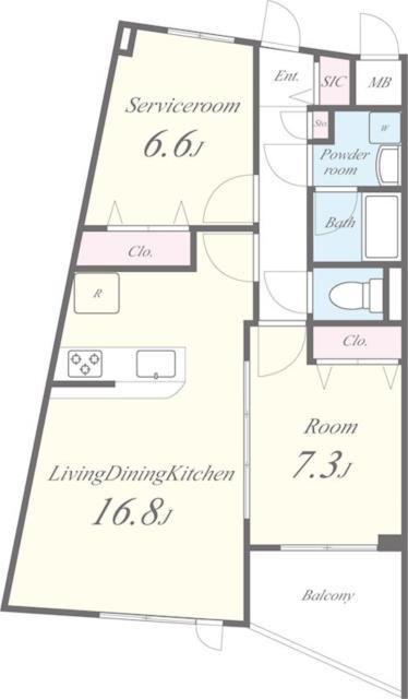 アルカンシエル(2LDK/4階)の間取り写真