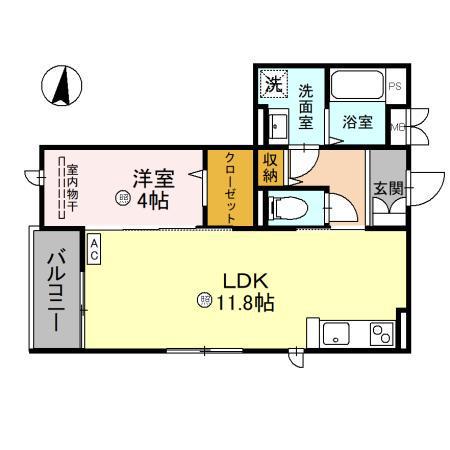 DHCR川口芝下(1LDK/2階)の間取り写真