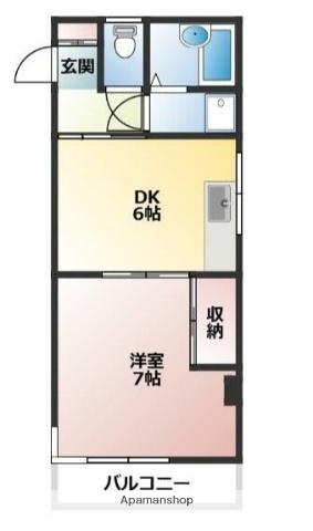 メゾンマサコ(1DK/2階)の間取り写真