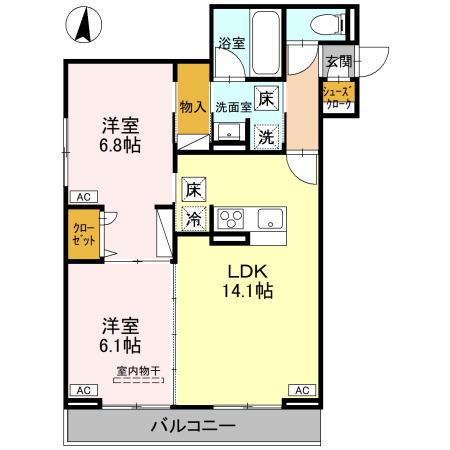 ノーブルパレス芝中田(2LDK/1階)の間取り写真