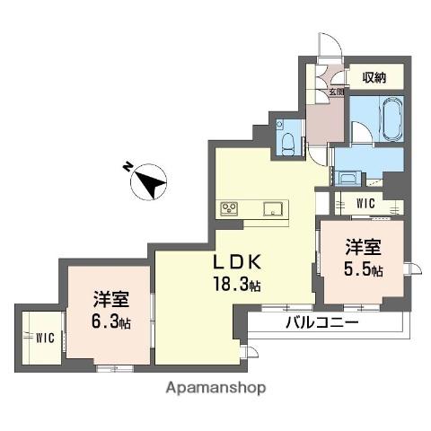 エクラージュK(2LDK/3階)の間取り写真