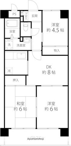 TS GARDEN蕨Ⅱ(3DK/4階)の間取り写真