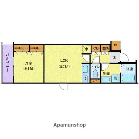 ジェノヴィア蕨(1LDK/4階)の間取り写真