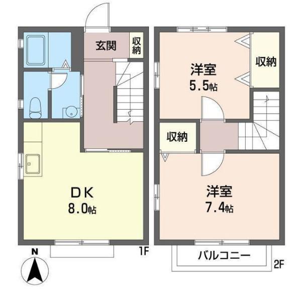 ウィングテラスＣ・Ｄ(2DK)の間取り写真