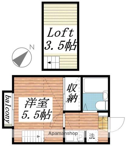 フラッツ634(1K/1階)の間取り写真
