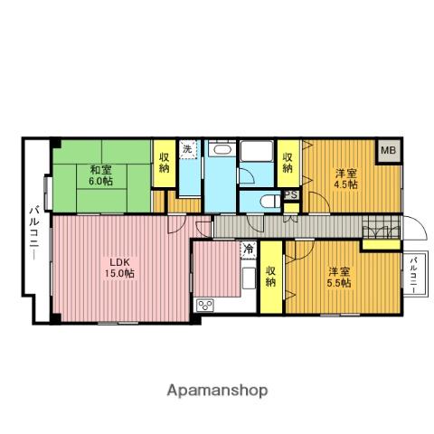 ディアハイツⅡ(3LDK/1階)の間取り写真