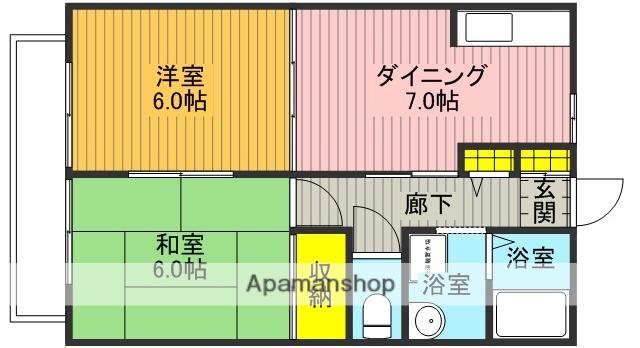 グレースハウス(2DK/2階)の間取り写真