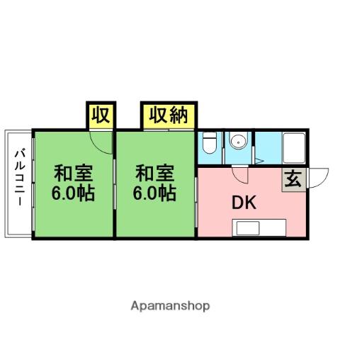 南浦和ハイツ(2DK/4階)の間取り写真