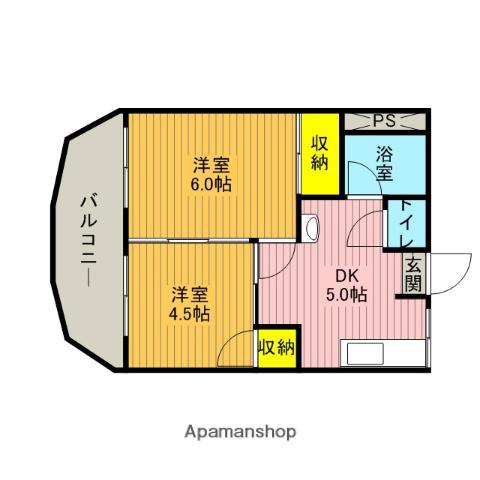 ホワイト・ハウス川口(2K/1階)の間取り写真